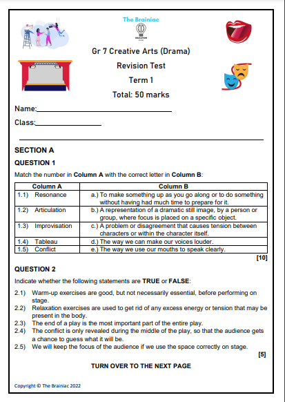 Gr 7 Drama Revision Test - Term 1
