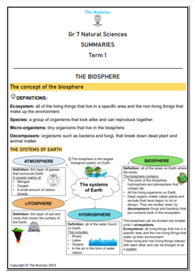 Gr 7 NS Summaries - Term 1