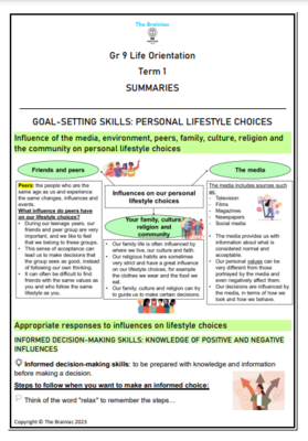 Gr 9 LO Summaries - Term 1