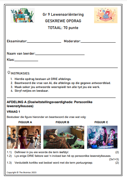 Gr 9 LO Assessering (Geskrewe Opdrag) - Kwartaal 1