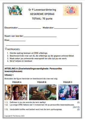 Gr 9 LO Assessering (Geskrewe Opdrag) - Kwartaal 1