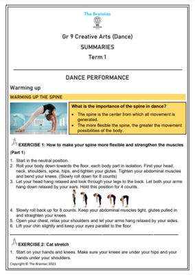 Gr 9 Dance Summaries - Term 1