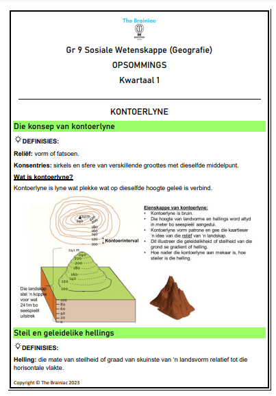 Gr 9 SW (Geografie) Opsommings - Kwartaal 1