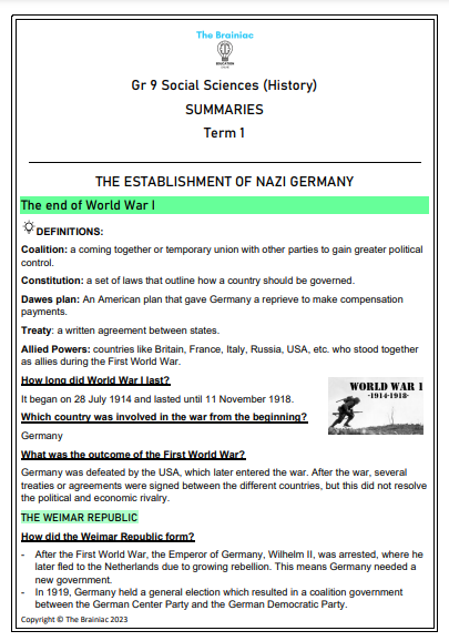 Gr 9 SS (History) Summaries - Term 1