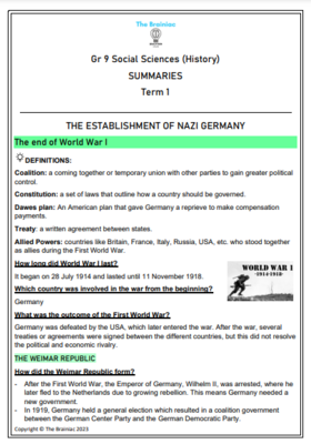 Gr 9 SS (History) Summaries - Term 1