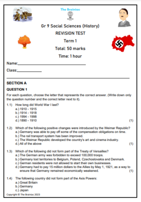 Gr 9 History Revision Test - Term 1