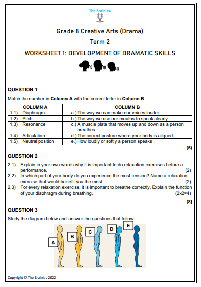 Gr 8 Drama Worksheets - Term 2