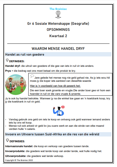 Gr 6 SW (Geografie) Opsommings - Kwartaal 2