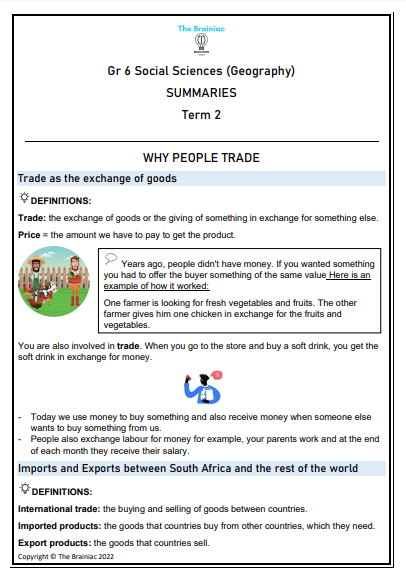 Gr 6 SS (Geography) Summaries - Term 2