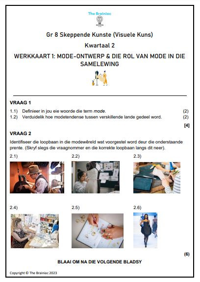 Gr 8 Visuele Kuns Werkkaarte - Kwartaal 2