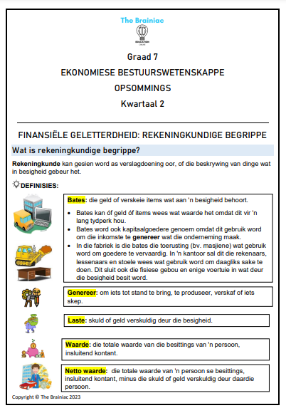 Gr 7 EBW Opsommings - Kwartaal 2