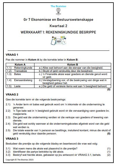 Gr 7 EBW Werkkaarte - Kwartaal 2