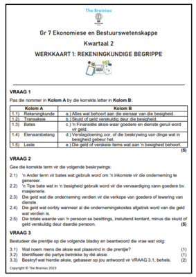 Gr 7 EBW Werkkaarte - Kwartaal 2