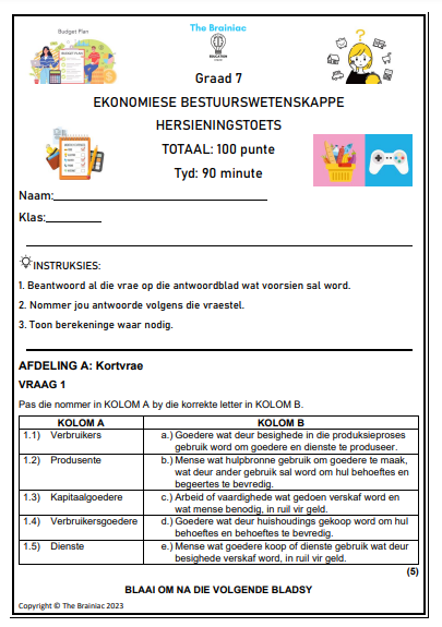 Gr 7 EBW Hersieningstoets - Kwartaal 2