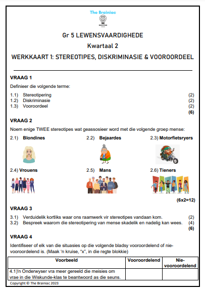 Gr 5 Lewensvaardigheid Werkkaarte - Kwartaal 2
