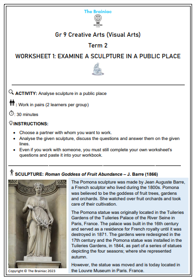 Gr 9 Visual Arts Worksheets - Term 2