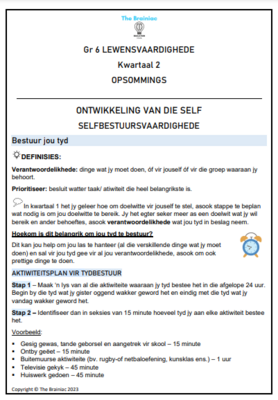 Gr 6 Lewensvaardigheid Opsommings - Kwartaal 2
