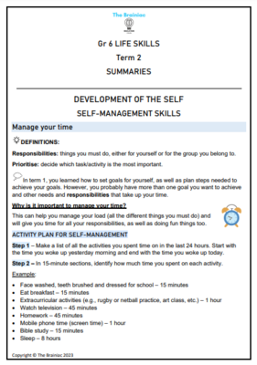 Gr 6 Life Skills Summaries - Term 2