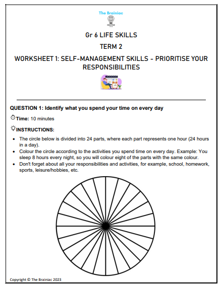 Gr 6 Life Skills Worksheets - Term 2