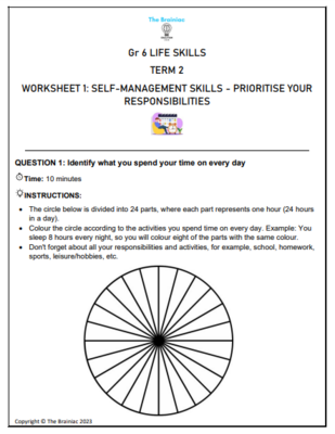 Gr 6 Life Skills Worksheets - Term 2