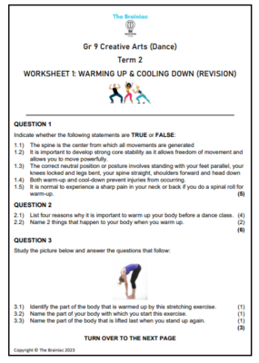 Gr 9 Dance Worksheets - Term 2
