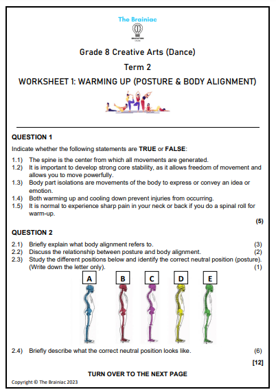 Gr 8 Dance Worksheets - Term 2
