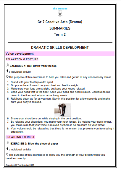 Gr 7 Drama Summaries - Term 2