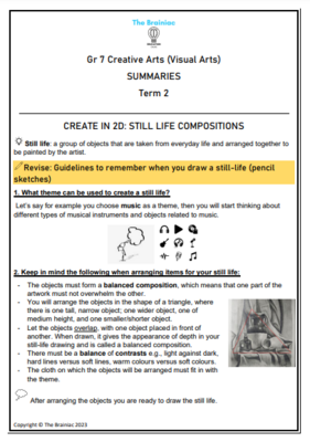 Gr 7 Visual Arts Summaries - Term 2
