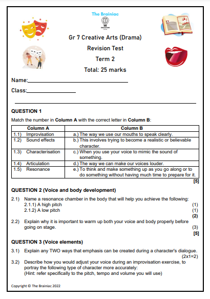 Gr 7 Drama Revision Test - Term 2