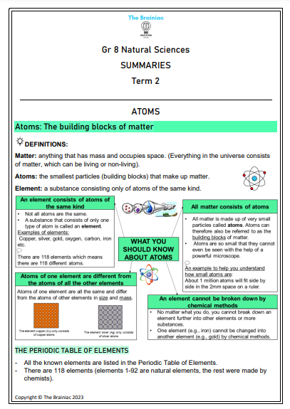 Gr 8 NS Summaries - Term 2