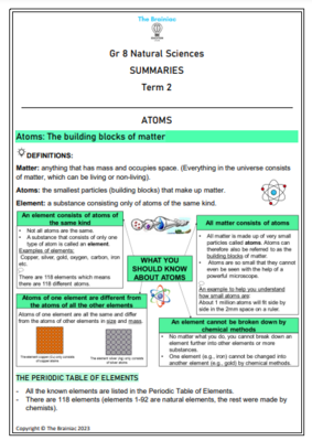 Gr 8 NS Summaries - Term 2