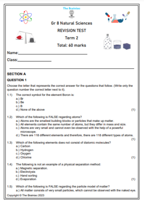 Gr 8 NS Revision Test - Term 2