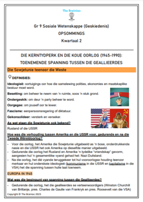 Gr 9 SW (Geskiedenis) Opsommings - Kwartaal 2