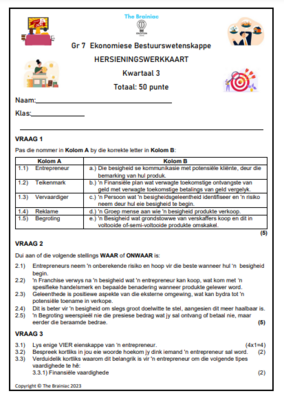 Gr 7 EBW Hersieningswerkkaart - Kwartaal 3
