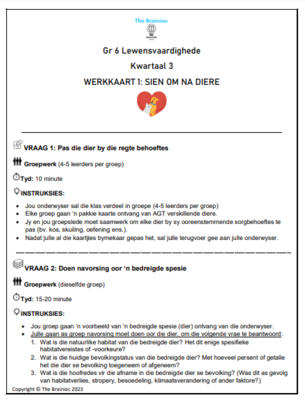 Gr 6 PSW Werkkaarte - Kwartaal 3