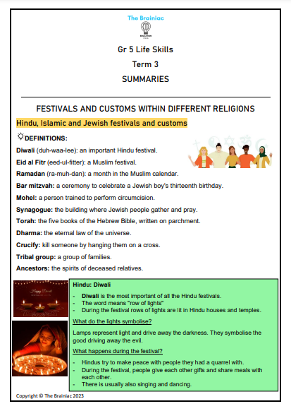 Gr 5 Life Skills Summaries - Term 3
