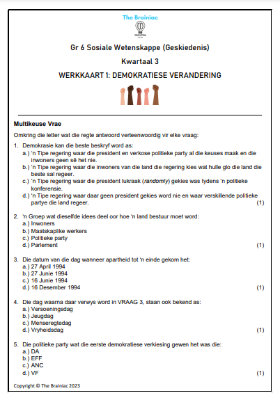 Gr 6 SW (Geskiedenis) Werkkaarte - Kwartaal 3