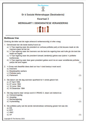Gr 6 SW (Geskiedenis) Werkkaarte - Kwartaal 3