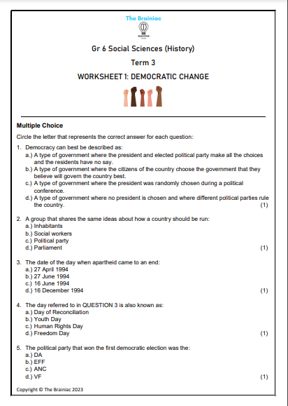 Gr 6 SS (History) Worksheets - Term 3