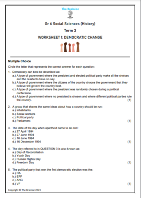 Gr 6 SS (History) Worksheets - Term 3