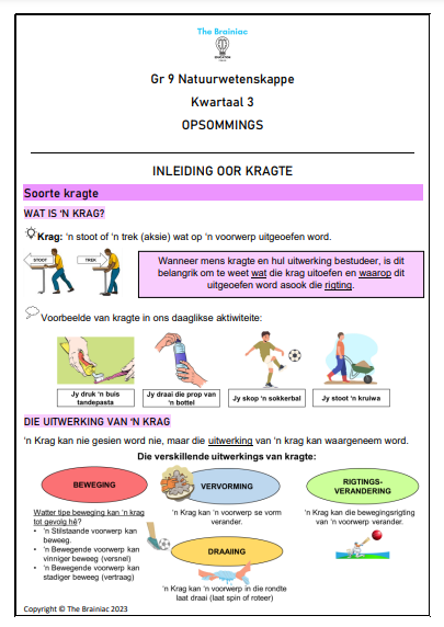 Gr 9 NW Opsommings - Kwartaal 3