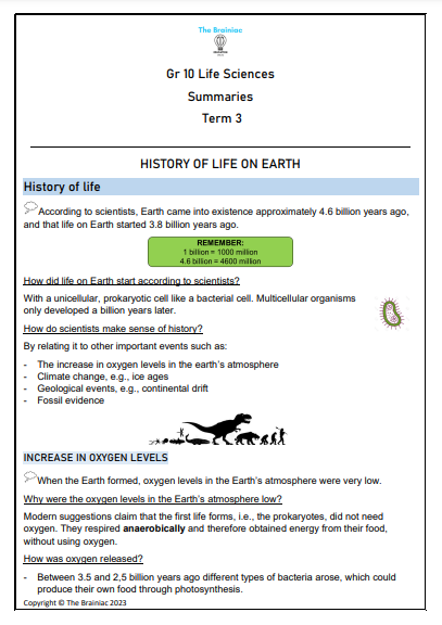 Gr 10 Life Sciences Summaries - Term 3