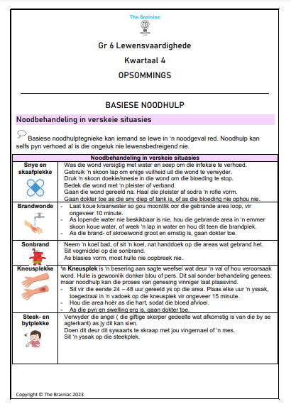 Gr 6 Lewensvaardighede (PSW) Opsommings - Kwartaal 4