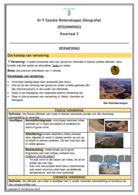 Gr 9 SW (Geografie) Opsommings - Kwartaal 3