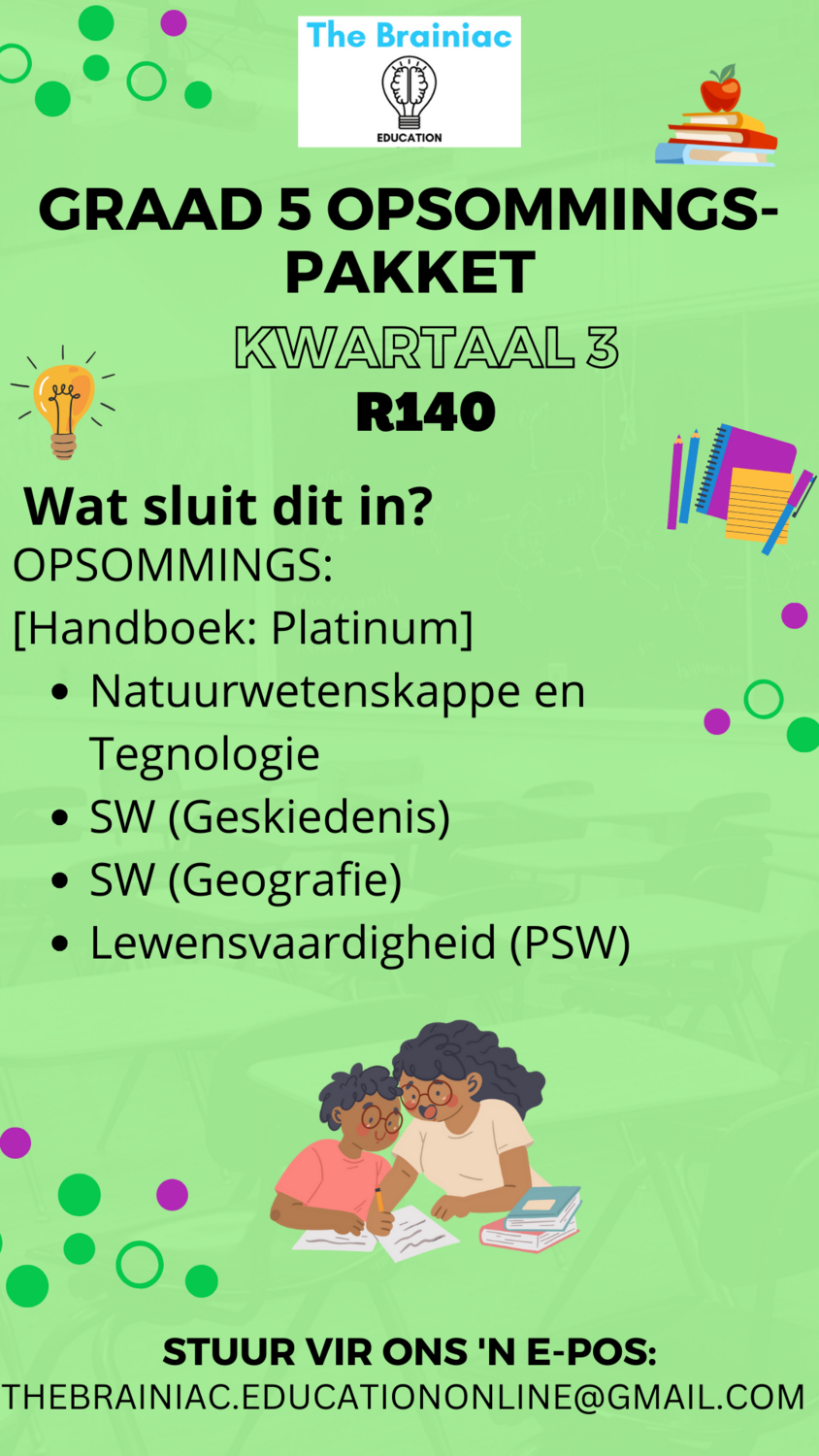 Gr 5 Opsommings Pakket - Kwartaal 3