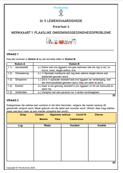 Gr 5 Lewensvaardighede Werkkaarte - Kwartaal 4