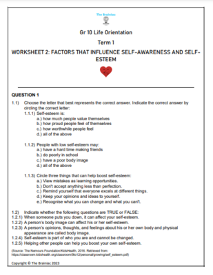 Gr 10 LO Worksheets - Term 1
