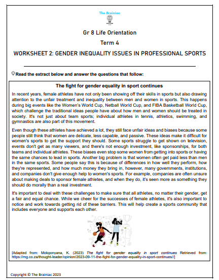 Gr 8 LO Worksheets - Term 4