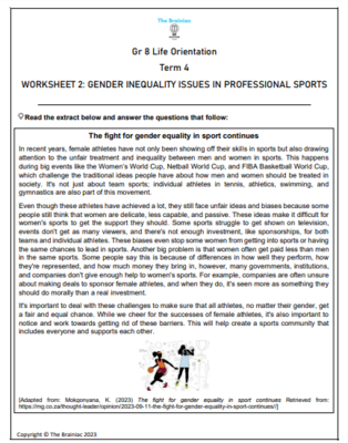 Gr 8 LO Worksheets - Term 4