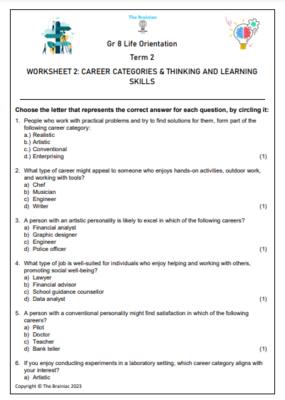 Gr 8 LO Worksheets - Term 2